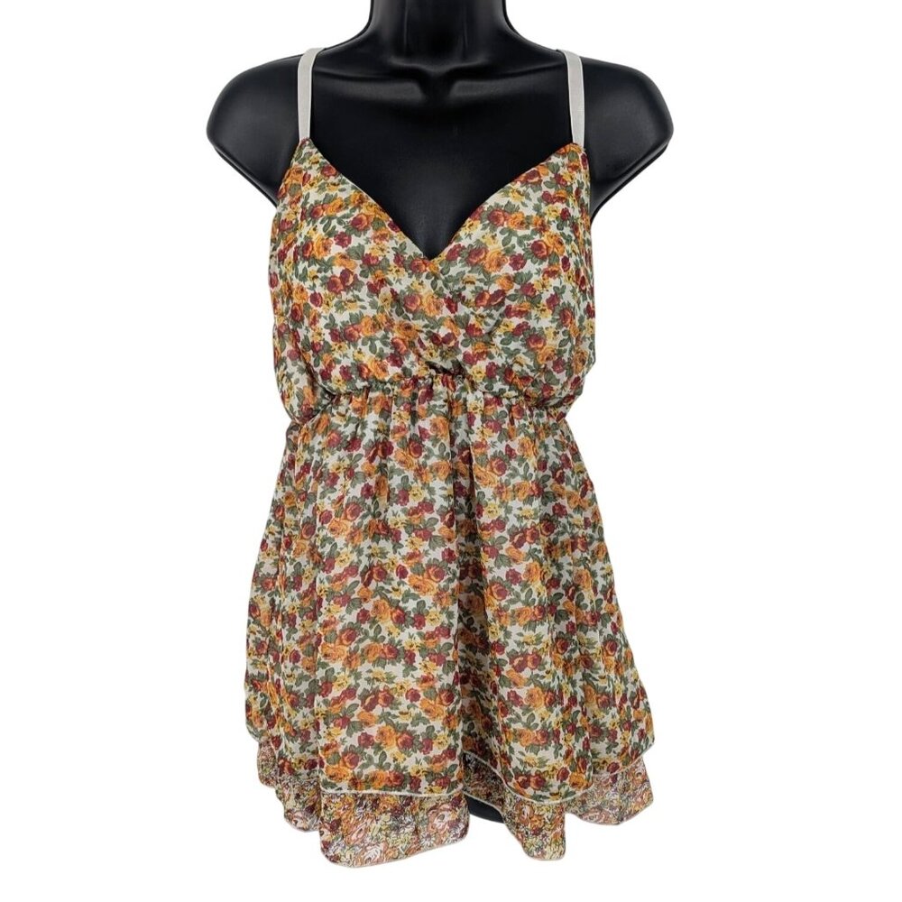 Vtg Torrid Floral Babydoll Tunic Top Romantic Festival Y2K Cottage Fairy Size L